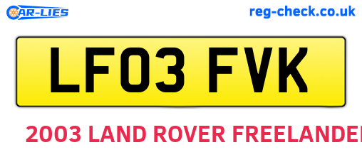 LF03FVK are the vehicle registration plates.