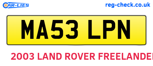 MA53LPN are the vehicle registration plates.