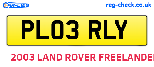 PL03RLY are the vehicle registration plates.