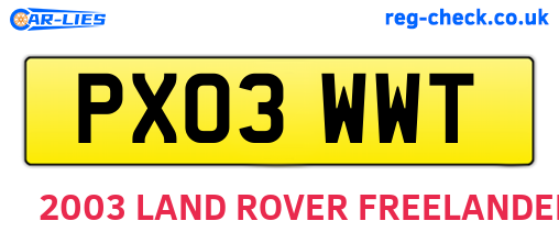 PX03WWT are the vehicle registration plates.