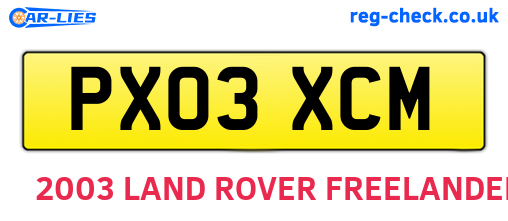 PX03XCM are the vehicle registration plates.