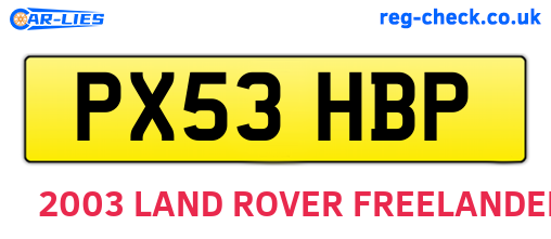 PX53HBP are the vehicle registration plates.
