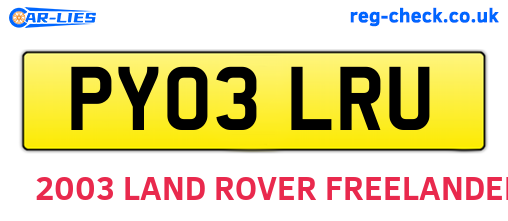 PY03LRU are the vehicle registration plates.