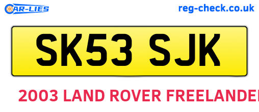 SK53SJK are the vehicle registration plates.