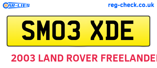 SM03XDE are the vehicle registration plates.