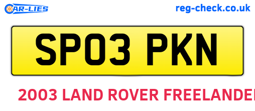 SP03PKN are the vehicle registration plates.