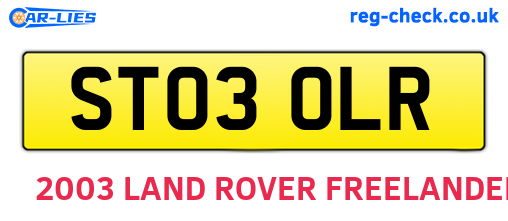 ST03OLR are the vehicle registration plates.