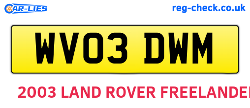 WV03DWM are the vehicle registration plates.