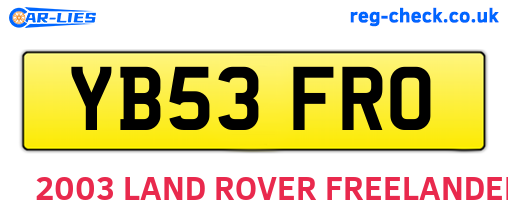 YB53FRO are the vehicle registration plates.
