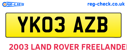 YK03AZB are the vehicle registration plates.