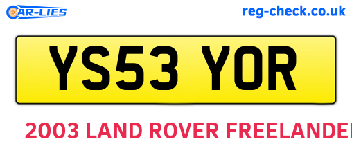 YS53YOR are the vehicle registration plates.