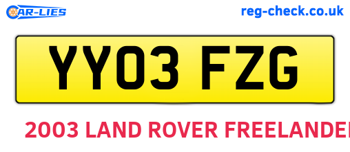 YY03FZG are the vehicle registration plates.