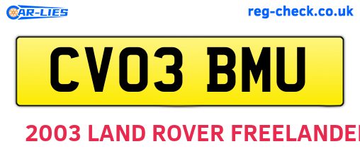 CV03BMU are the vehicle registration plates.