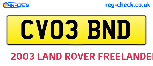 CV03BND are the vehicle registration plates.
