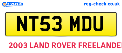 NT53MDU are the vehicle registration plates.