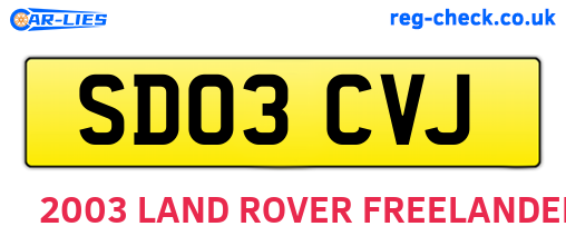 SD03CVJ are the vehicle registration plates.