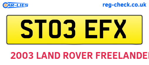 ST03EFX are the vehicle registration plates.