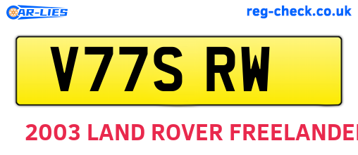V77SRW are the vehicle registration plates.
