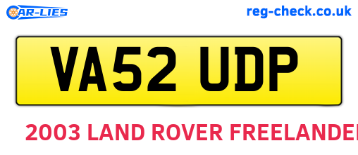 VA52UDP are the vehicle registration plates.