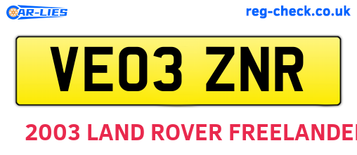 VE03ZNR are the vehicle registration plates.