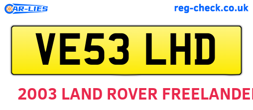 VE53LHD are the vehicle registration plates.