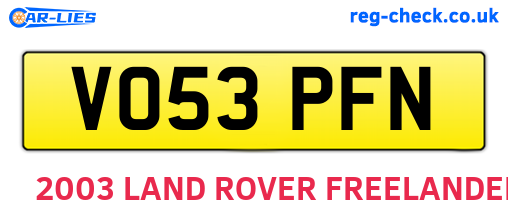 VO53PFN are the vehicle registration plates.