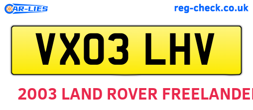 VX03LHV are the vehicle registration plates.