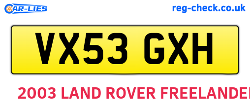 VX53GXH are the vehicle registration plates.