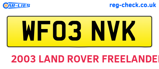 WF03NVK are the vehicle registration plates.