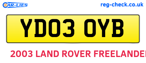 YD03OYB are the vehicle registration plates.