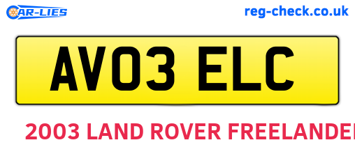 AV03ELC are the vehicle registration plates.