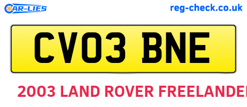CV03BNE are the vehicle registration plates.