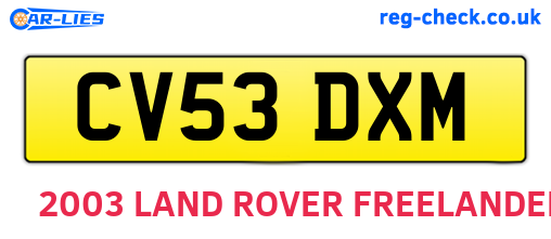 CV53DXM are the vehicle registration plates.