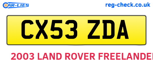 CX53ZDA are the vehicle registration plates.