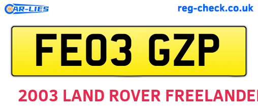 FE03GZP are the vehicle registration plates.
