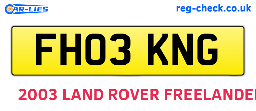 FH03KNG are the vehicle registration plates.