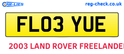 FL03YUE are the vehicle registration plates.