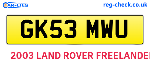 GK53MWU are the vehicle registration plates.