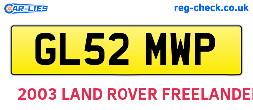 GL52MWP are the vehicle registration plates.