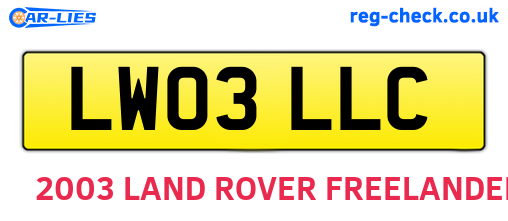 LW03LLC are the vehicle registration plates.