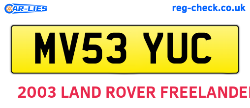 MV53YUC are the vehicle registration plates.