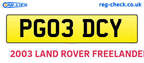 PG03DCY are the vehicle registration plates.