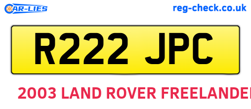 R222JPC are the vehicle registration plates.