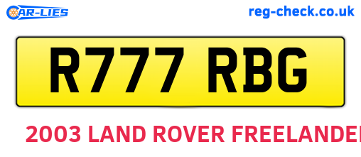 R777RBG are the vehicle registration plates.
