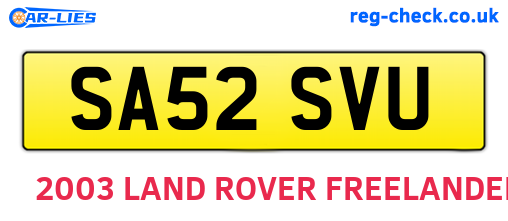 SA52SVU are the vehicle registration plates.