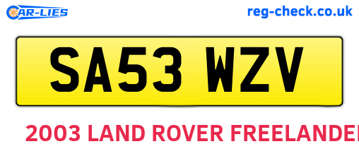 SA53WZV are the vehicle registration plates.