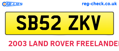 SB52ZKV are the vehicle registration plates.