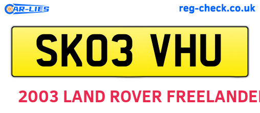 SK03VHU are the vehicle registration plates.