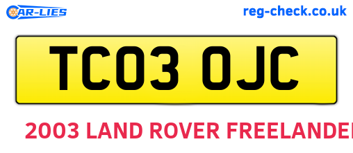 TC03OJC are the vehicle registration plates.