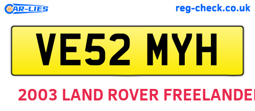 VE52MYH are the vehicle registration plates.